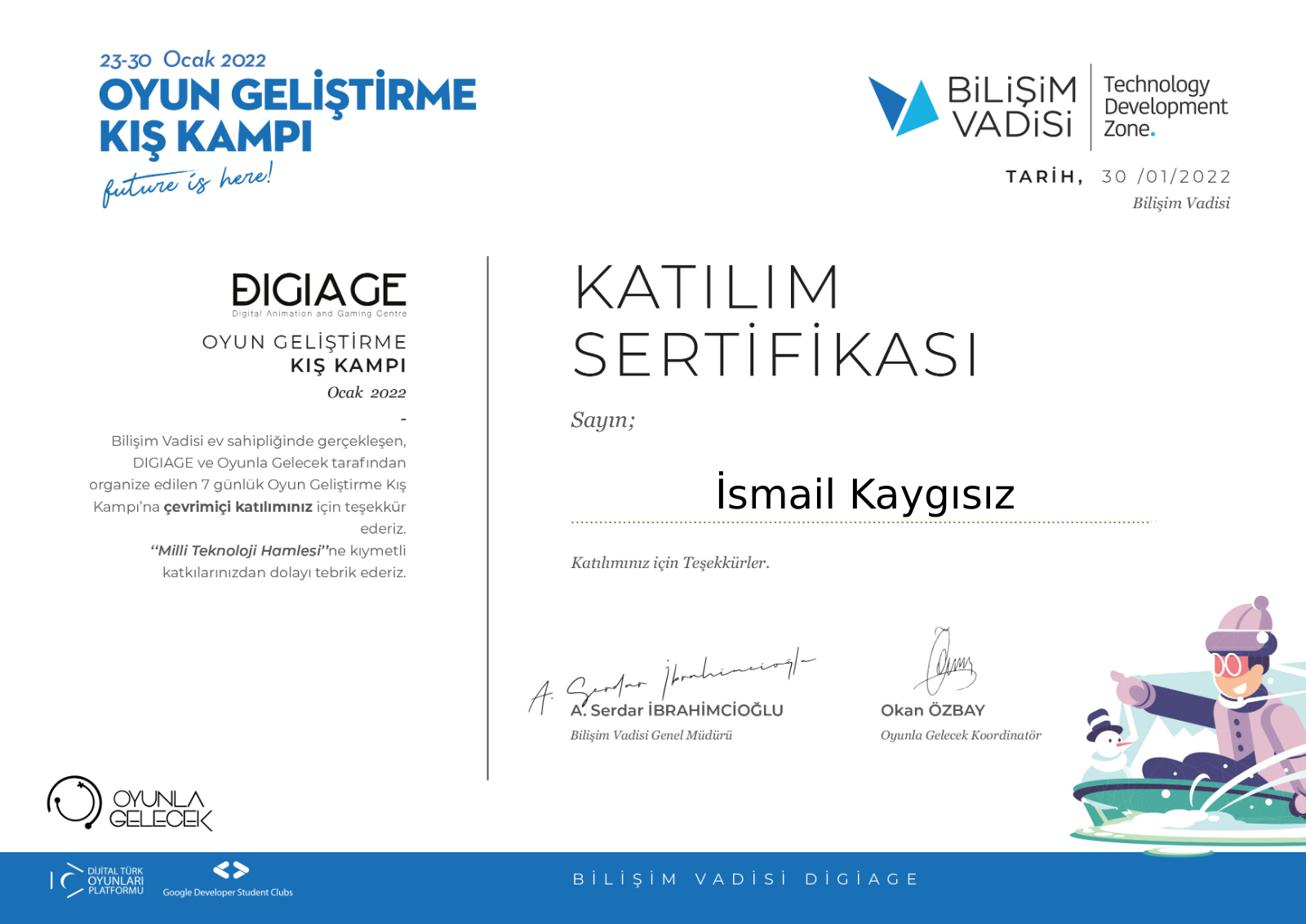 DIGIAGE Oyun Geliştirme Kış Kampı, Bilişim Vadisi